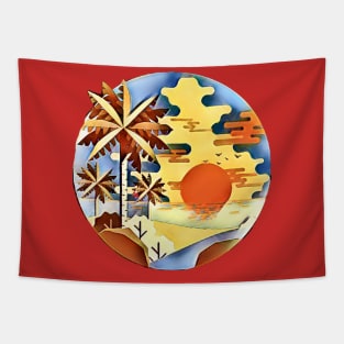 Palm Desert Sunset (round sphere) Tapestry