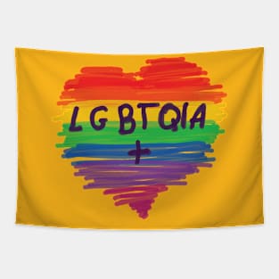 LGBTQIA+ Rainbow Love Heart Equality Tapestry