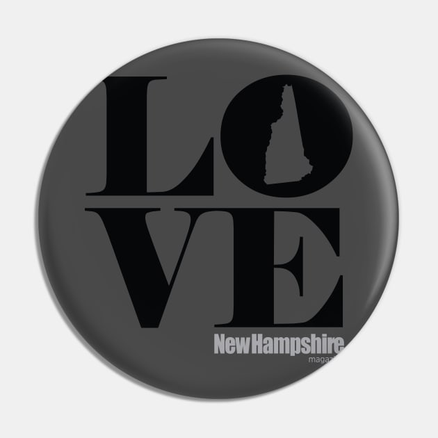 Love NH (black square) Pin by New Hampshire Magazine