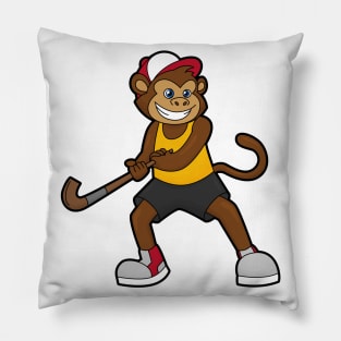 Monkey at Hockey with Hockey stick Pillow