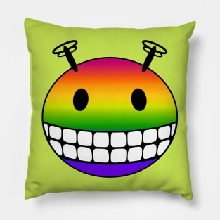 Rainbow Alien Smiley Face Pillow