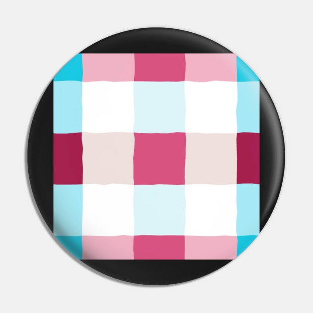 irregular gingham pink and blue on white Pin by colorofmagic