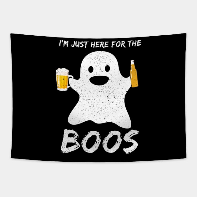 I'm just here for the boos Funny Beer Lover Halloween Tapestry by foxmqpo