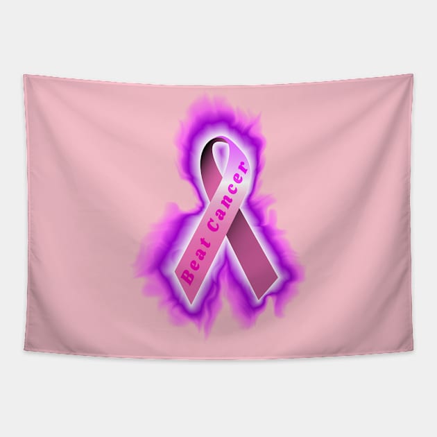 pink breast cancer ribbon Tapestry by DrewskiDesignz