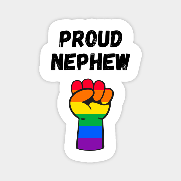 Proud Nephew Rainbow Pride T Shirt Design Magnet by Rainbow Kin Wear