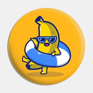 Cute Banana Wearing Balloon Cartoon Pin
