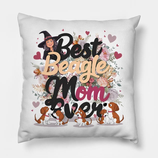 Best Beagle Mom Ever Distressed  dog mom funny Pillow by Oasis Designs