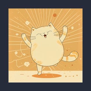 2d illustration of red haired cat dancing T-Shirt