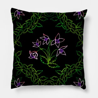 floral pattern of hand drawn flowers sketch Pillow