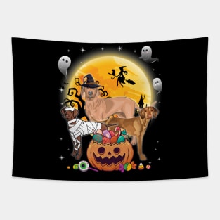 Vizsla Dog Mummy Witch Moon Ghosts Happy Halloween Thanksgiving Merry Christmas Day Tapestry