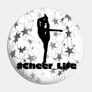 #cheer_Life Design with Silver Star Background Pin