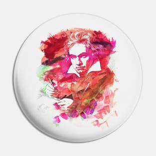 Ludwig van Beethoven Watercolor Remix Pin