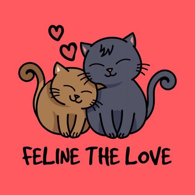 Feline The Love! Cute Kawaii Cats Valentines Day T-Shirt for Cat Lovers by teemaniac