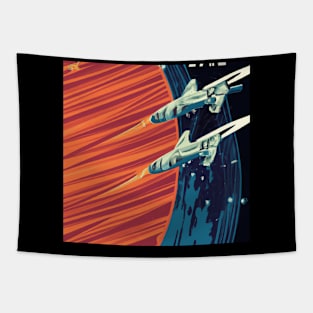 Retro futuristic spaceships Tapestry