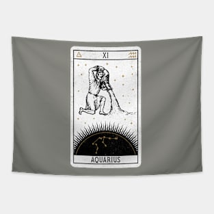 Aquarius Distressed Goth Tarot Zodiac Sign Tapestry