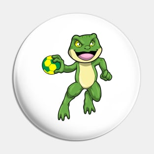 Frog at Sports with Handball Pin