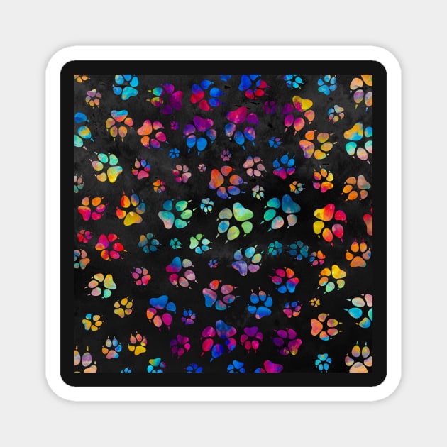 Colorful Paw Print Pattern Magnet by OldskoolK9