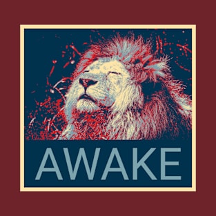 Awake - Sleeping lion in Shepard Fairey style T-Shirt