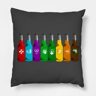 Zombie Perks Lined Up on Charcoal Pillow