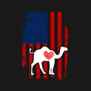 Camel Merica Usa American Flag T-Shirt