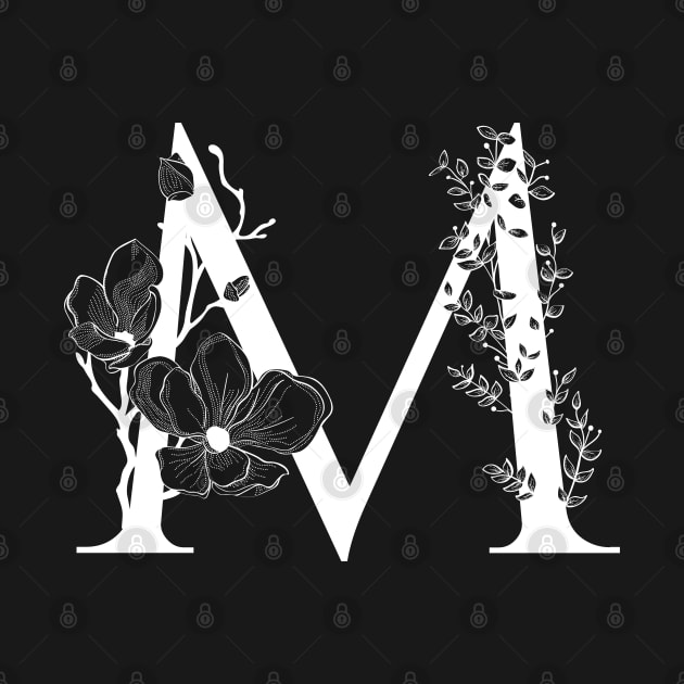 Letter M Monogram - Floral Initial by ZenNature