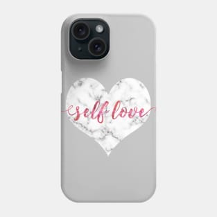 SELF LOVE | White Marble & Rose Watercolor Phone Case