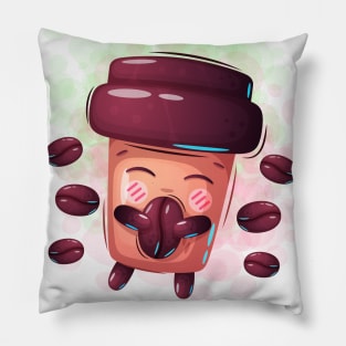 Happy Coffee Cup Design Pillow