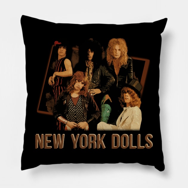 Punk Royalty New York Dolls' Reign In Images Pillow by ElenaBerryDesigns