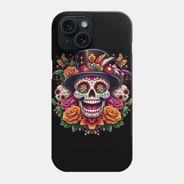 Sugar Skull Art -  Marigold Sugar Skull Phone Case by ImaginativeInkPOD