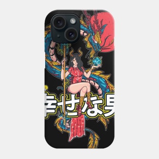 Woman with Dragon Illustration Phone Case