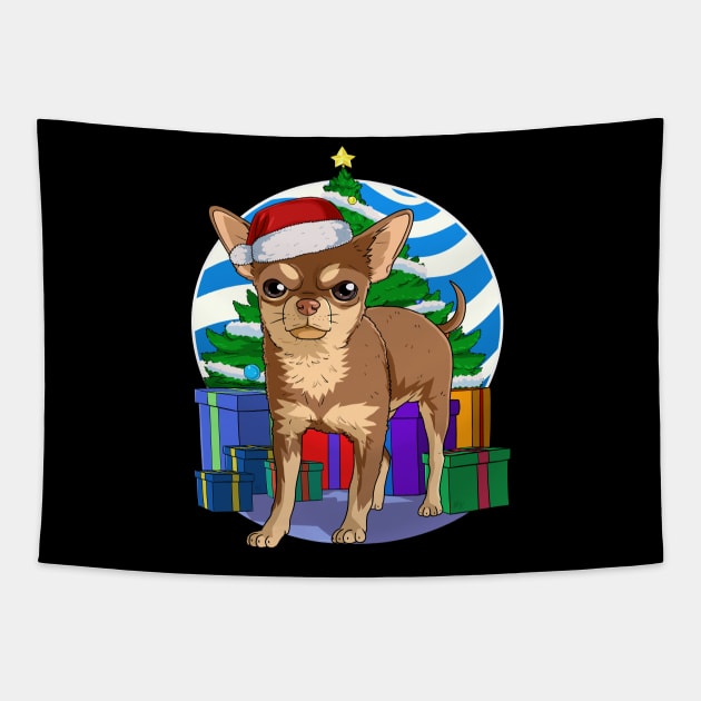 Chihuahua Dog Cute Santa Christmas Gift Tapestry by Noseking