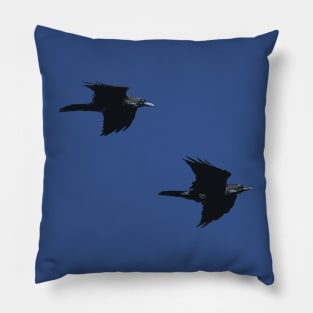 Two Ravens In Flight Vector Cut Out Pillow