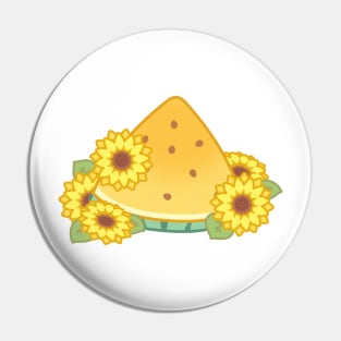 Sweet Yellow Watermelon Fruit Slice with Sunflowers Pin