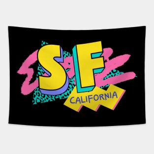 San Francisco, California Retro 90s Logo Tapestry