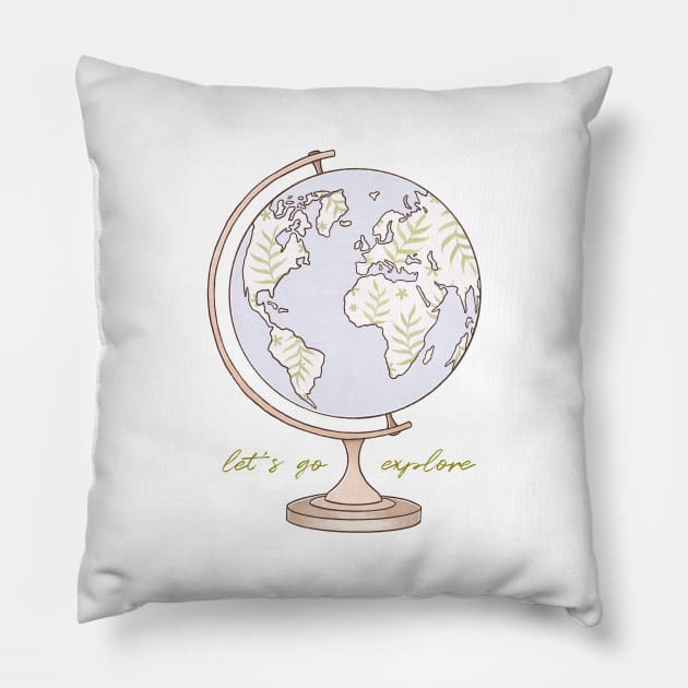 Let's Go Explore Pillow by Barlena