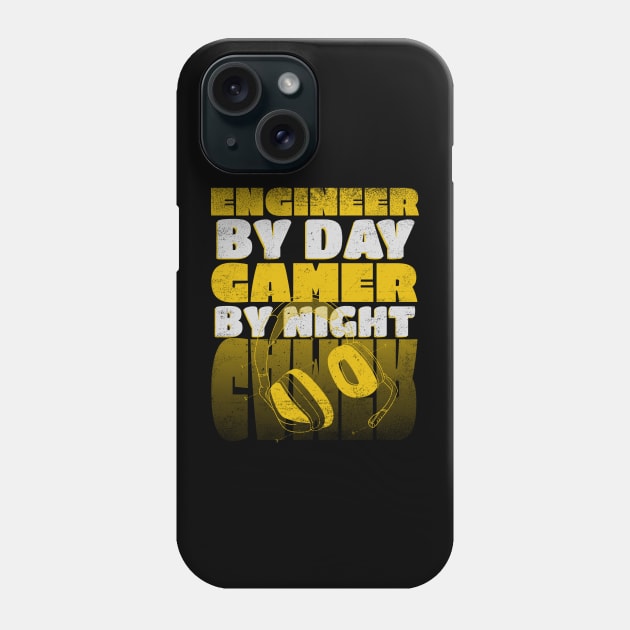 Gaming Quote Engineer by day Gamer by Night in Yellow Phone Case by rizwanahmedr