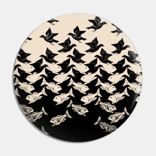 Fish and Birds Art Deco Tessellation Pin