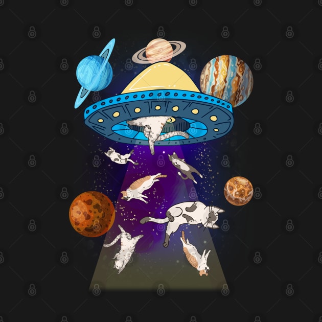 Trippy Cat Galaxy UFO Space Lovers by TeddyTees