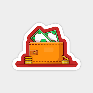 Wallet With Money Cartoon Vector Icon Illustration Magnet