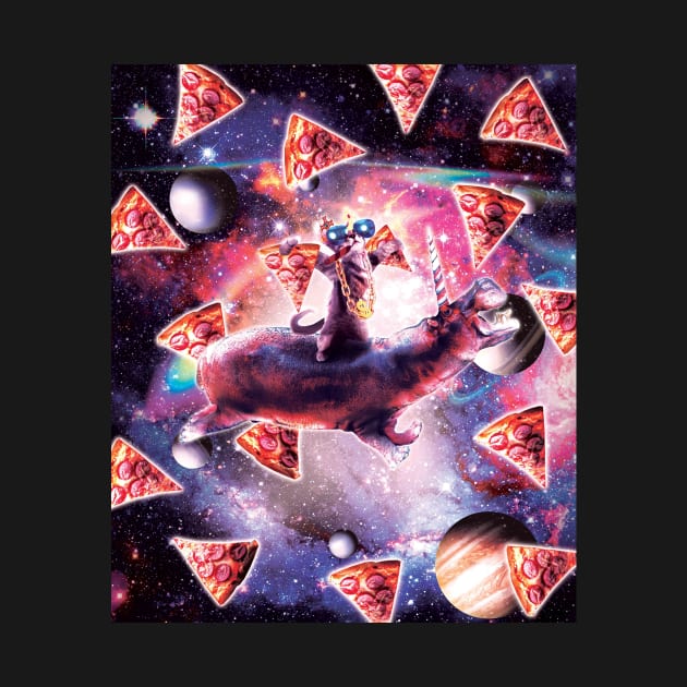 Thug Space Cat On Hippo Unicorn - Pizza by Random Galaxy