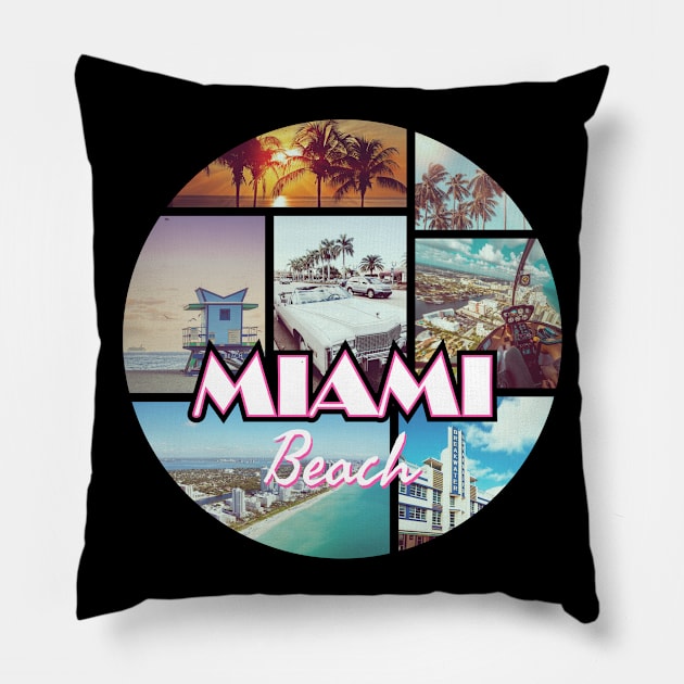 Miami Beach Florida Pillow by Radarek_Design