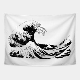 The Underwave off Kanagawa Black and White Sketch Tapestry