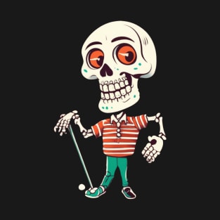 Bone to Tee Funny Golfing Skeleton Golfer Halloween Pattern T-Shirt