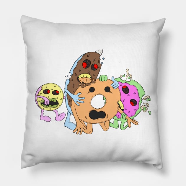 Zombie Donuts Pillow by Foxtrotmadlyart