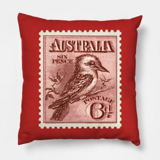 Red Kookaburra Postage Stamp Pillow