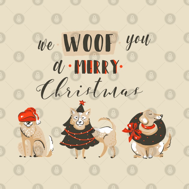 We Woof You A Merry Christmas Dogs by TomCage