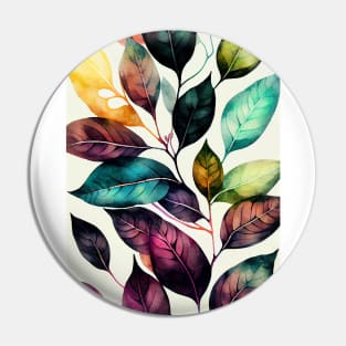 Watercolor colors leaves pattern Pin