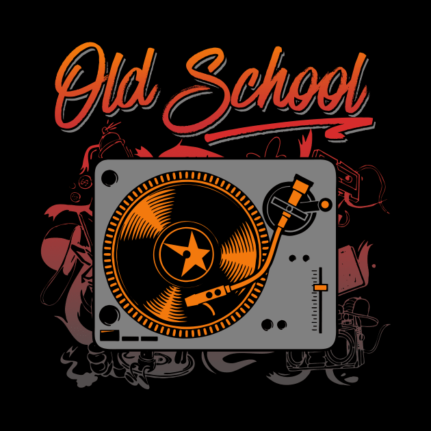 Old School, DJ Turntable, Hip Hop by ArtOfDJShop