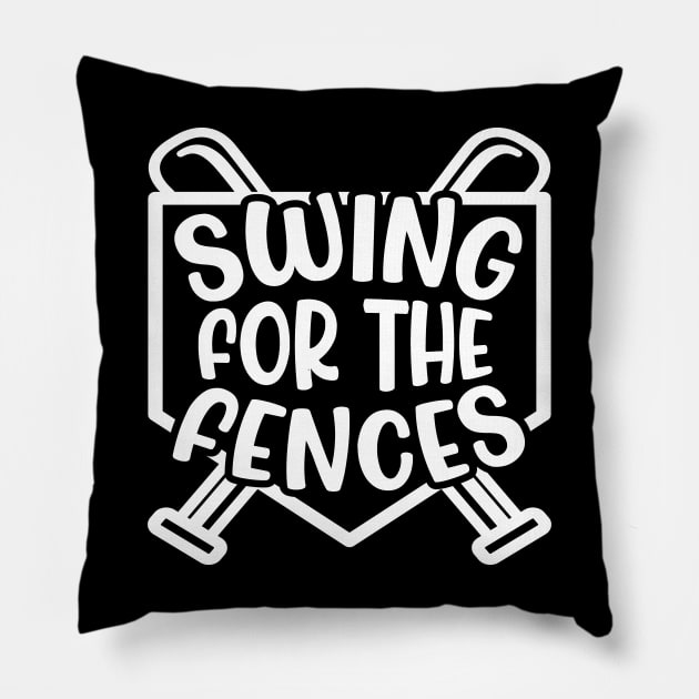 Swing For The Fences Baseball Softball Boy Girl Cute Funny Pillow by GlimmerDesigns