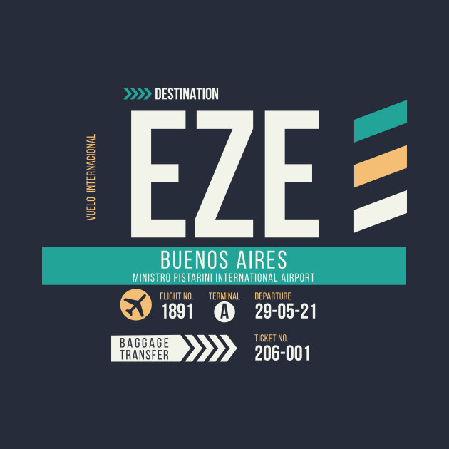 Buenos Aires (EZE) Airport Code Baggage Tag by SLAG_Creative